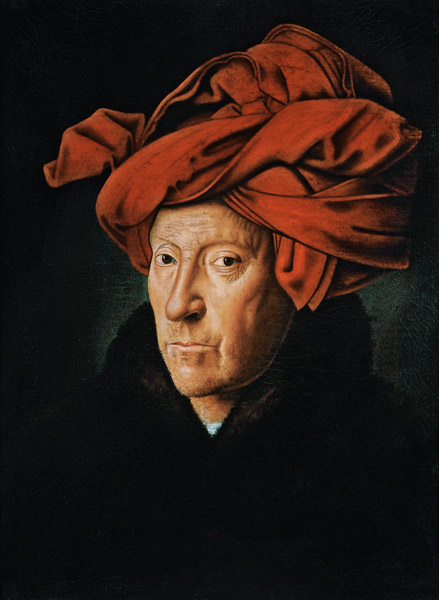 Porträt eines Mannes mit rotem Turban de Jan van Eyck