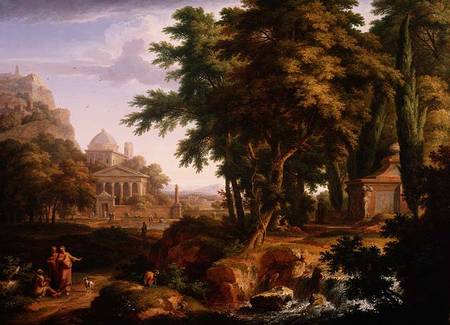 Arcadian Landscape with St. Peter and St. John Healing the Crippled Man de Jan van Huysum