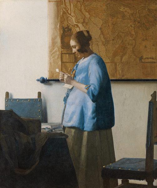 Woman in Blue reading a Letter