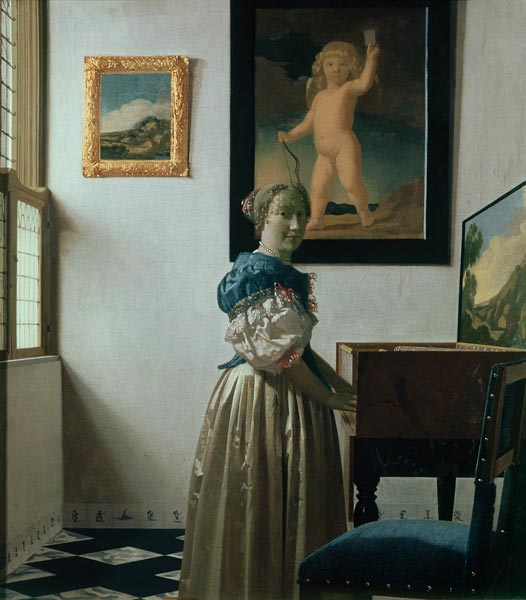 Vermeer/Woman standing a.virginal/c.1672 de Johannes Vermeer