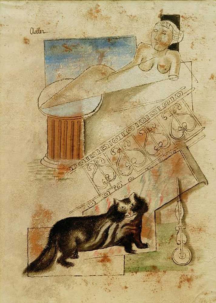 Cat and hovering virgin de Jankel Adler