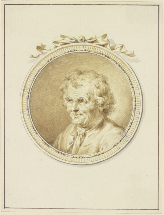 Bildnis eines alten Mannes nach links in einem Medaillon mit Schmuckband de Januarius Zick
