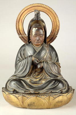 Buddhist abbot (lacquered wood) de Japanese School, (19th century)
