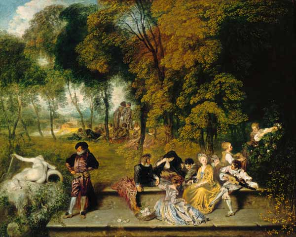 Reunion en plein air de Jean-Antoine Watteau
