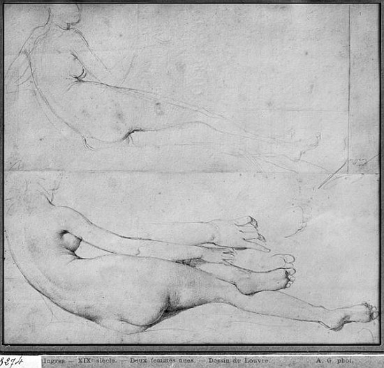 Studies for The Grande Odalisque (see also 233243) de Dominique Ingres