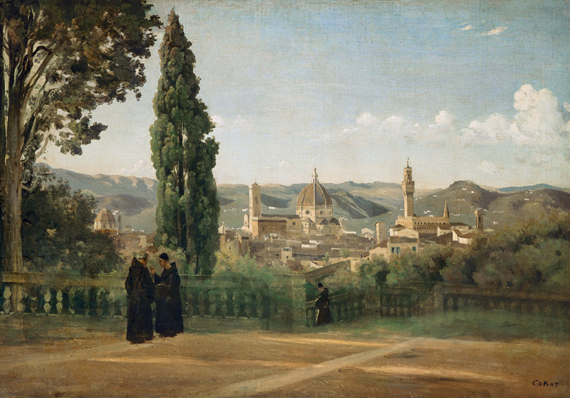 Florencia, vista de los Jardines de Boboli de Jean-Baptiste-Camille Corot
