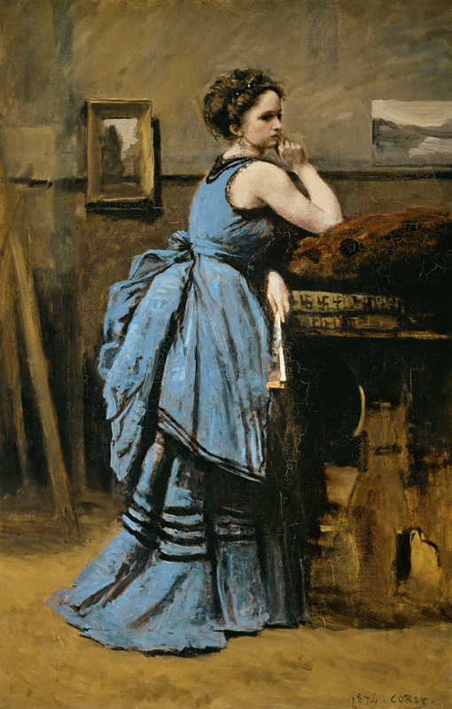 Mujer vestida de azul de Jean-Baptiste-Camille Corot
