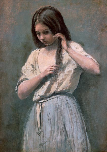 Jovensita peinándose de Jean-Baptiste-Camille Corot
