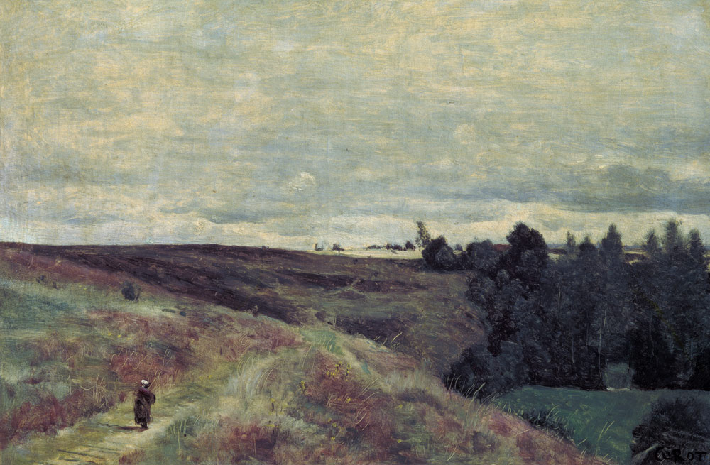 Mit Heidekraut überwachsende Höhen bei Vimautier de Jean-Baptiste-Camille Corot