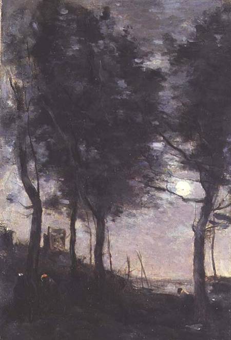 Moonlight by the sea de Jean-Baptiste-Camille Corot