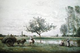 Haycart beside a River