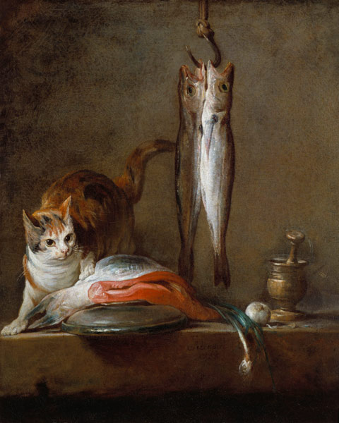 Still Life With Cat and Fish de Jean-Baptiste Siméon Chardin