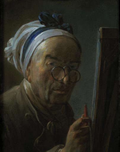 Autoportrait au chevalet (Selbstbildnis vor der Staffelei) de Jean-Baptiste Siméon Chardin