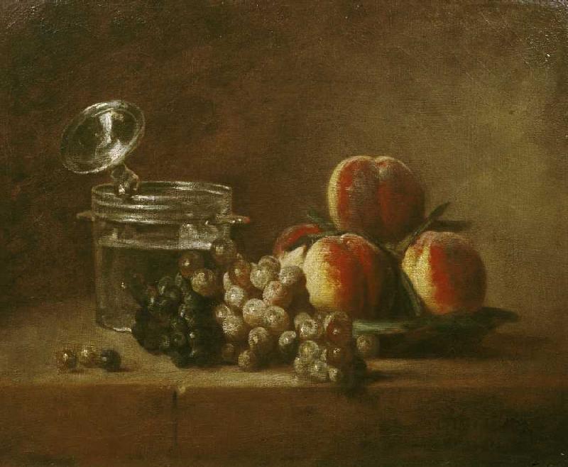 Fruit still life with lid jug de Jean-Baptiste Siméon Chardin
