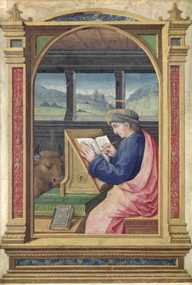St. Luke Writing, from a Book of Hours (vellum) de Jean Bourdichon
