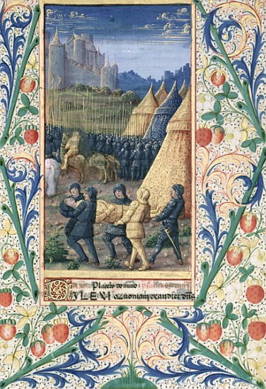 Ms Lat. Q.v.I.126 f.64 The death of Absalom, from the ''Book of Hours of Louis d''Orleans'' de Jean Colombe
