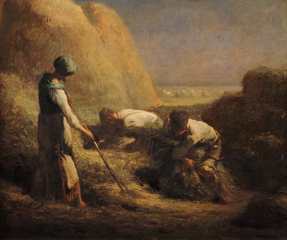 Millet / Hay-Harvest / 1850/51 - Jean-François Millet en reproducción  impresa o copia al óleo sobre lienzo.