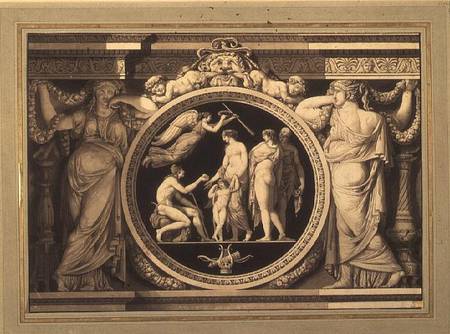 Design for a relief of The Judgement of Paris (pen, brush and de Jean Guillaume Moitte