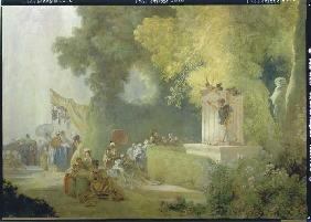 The feast in the park of St. Cloud. Detail: Theatr