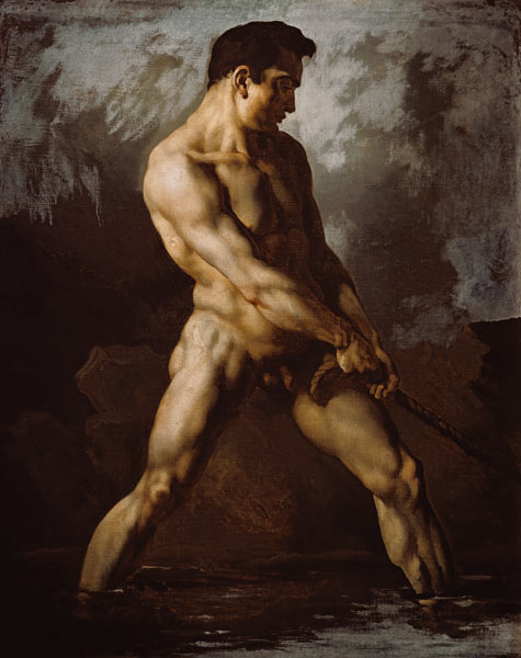 Act study of a rope moving man. de Jean Louis Théodore Géricault