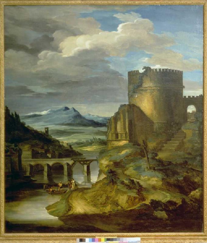 Landscape with a Roman monument (the morning) de Jean Louis Théodore Géricault
