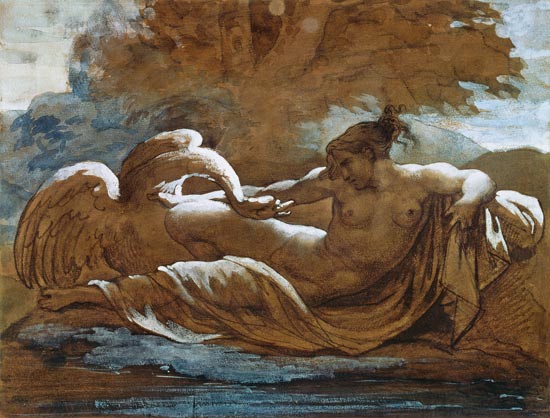 Leda and the Swan (black chalk and w/c) de Jean Louis Théodore Géricault