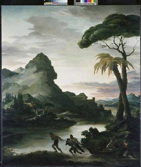 Heroic landscape with fishermen