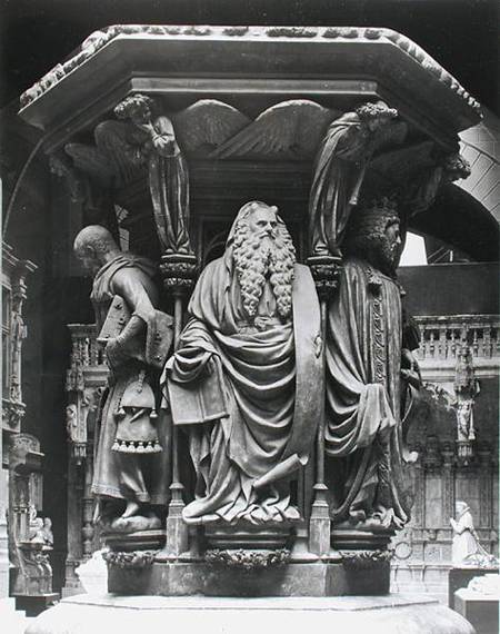 Moses, detail from the hexagonal pedestal of the Well of Moses, copy of the original from Chartreuse de Jean Malouel