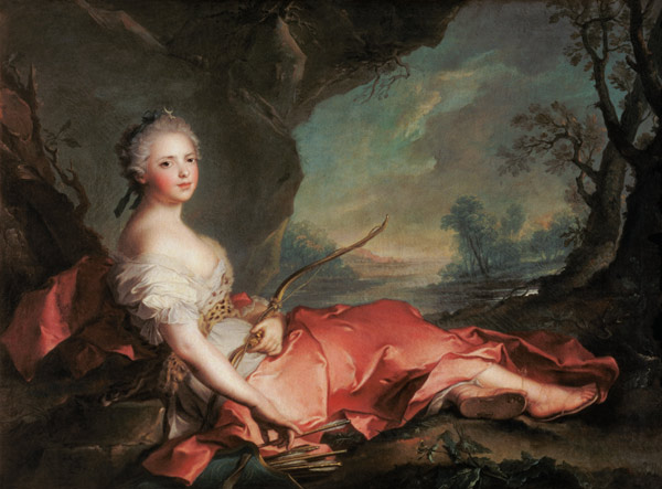 Portrait of Maria Adelaide of France, daughter of Louis XV dressed as Diana de Jean Marc Nattier