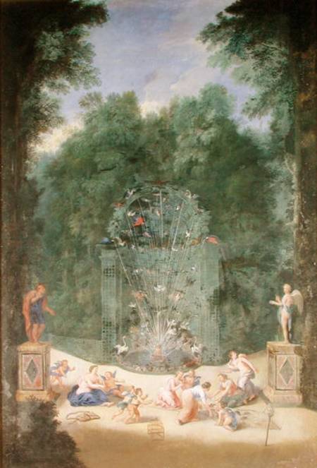 The Groves of Versailles: View of the Entrance to the Maze with Birds, Nymphs and Cherubs de Jean the Younger Cotelle