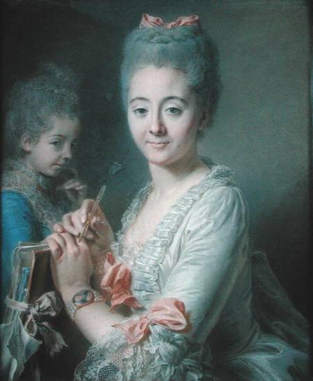 Madame Theodore Lacroix Drawing a Portrait of her Daughter, Suzanne Felicite stel on de Jean Valade