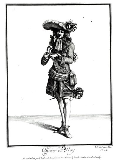King''s officer, 1675 (b/w print) de Jean Dieu de Saint-Jean