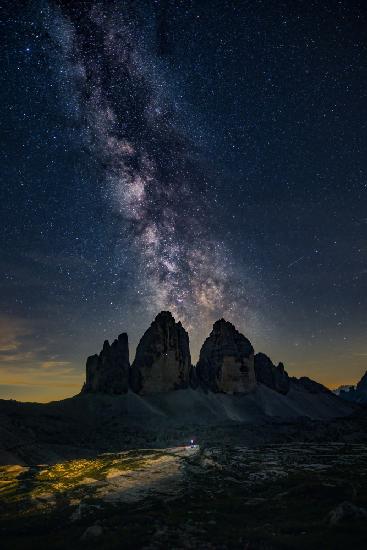 Galactic Dance Over Tre Cime Peaks