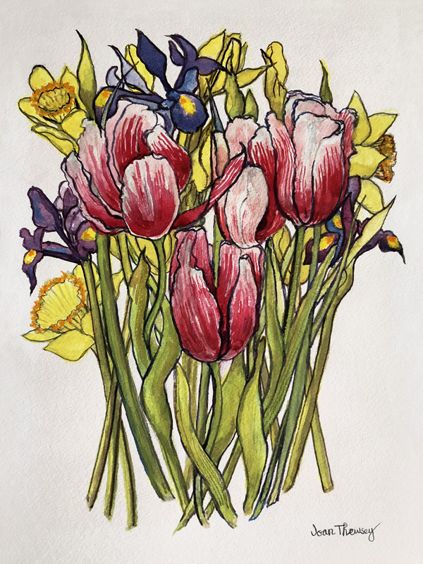 Tulips, Daffodils and Iris de Joan  Thewsey