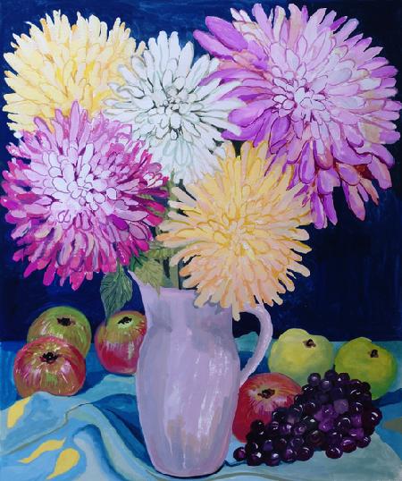 Autumn  Giant Dahlias and Fruit