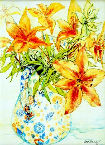 Orange Lilies in a Japanese Vase