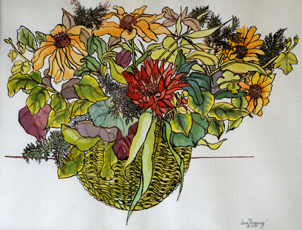 Rudbeckia with foliage in a basket de Joan  Thewsey