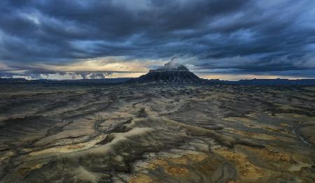 Cloudy morning at Factory Butte