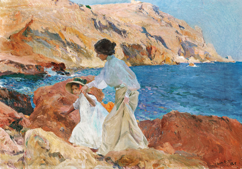 Clotilde And Elena On The Rocks, Javea de Joaquin Sorolla