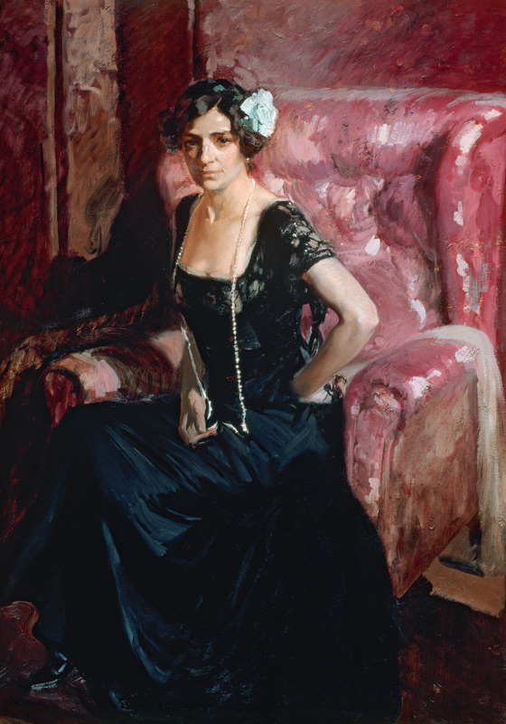 Clotilde en un vestido de noche de Joaquin Sorolla