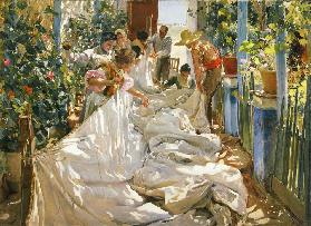 Velero en reparación - Joaquin Sorolla