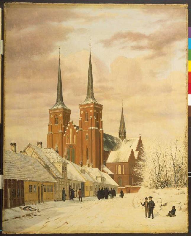 Winter scene in Roskilde with the cathedral. de Jörgen Pedersen Roed