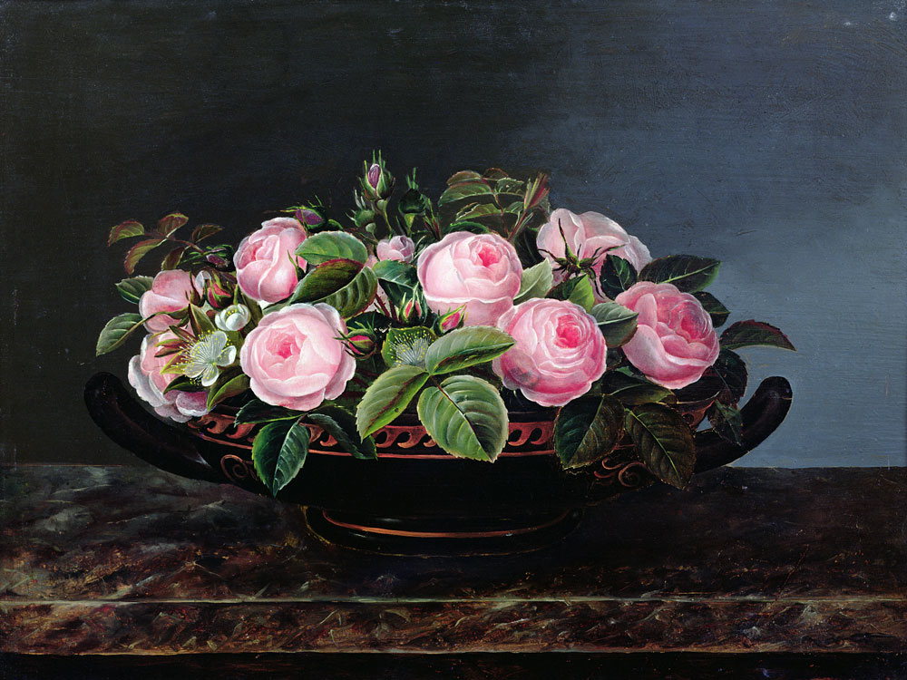Still Life of Pink Roses de Johan Laurentz Jensen