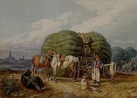 Reaping car (with view of Vienna in the background de Johann Adam Klein