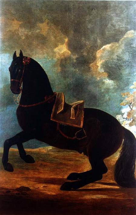 The Bay Stallion with spanish saddle de Johann Georg Hamilton