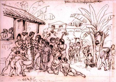Indians visiting an estate, Brazil de Johann Moritz Rugendas