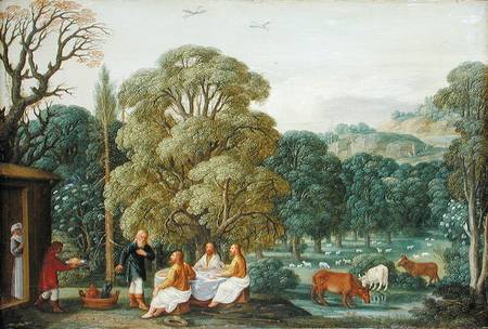 Abraham entertaining the Three Angels de Johann or Hans Konig