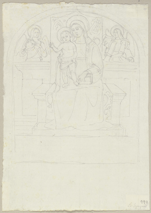 Die thronende Madonna mit Kind zwischen zwei Engeln de Johann Ramboux