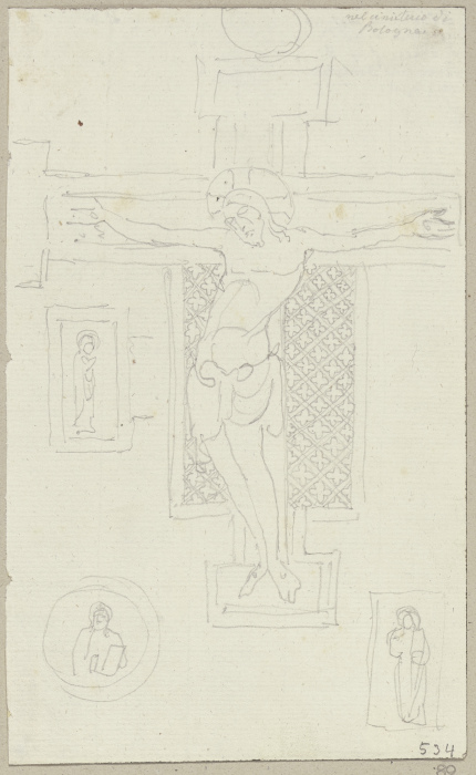 Kruzifix aus Holz auf dem Camposanto außerhalb von Bologna de Johann Ramboux