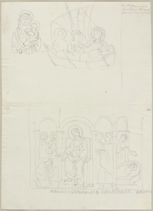 Madonna mit Kind sowie die Geschichte von Hananias und Saphira, nach Wandmalereien im Hauptschiff vo de Johann Ramboux